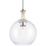 Astor Rope Stem Pendant - Polished Nickel / White Rope / Clear