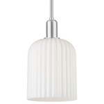 Bridal Veil Stem Hung Pendant - Brushed Satin Nickel / Gloss White