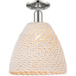 Bristol Natural Semi Flush Ceiling Light - Polished Nickel / Natural White Fiber