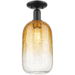 Brookhaven Cloche Semi Flush Ceiling Light - Matte Black / Brookhaven Amber