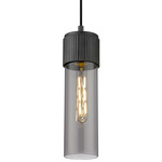 Bolivar Cord Pendant - Matte Black / Light Smoke