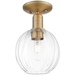 Preston Globe Semi Flush Ceiling Light - Brushed Brass / Clear