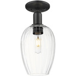 Preston Flute Semi Flush Ceiling Light - Matte Black / Clear