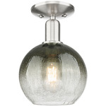 Brookhaven Globe Semi Flush Ceiling Light - Brushed Satin Nickel / Brookhaven Slate