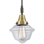 Oxford 447 Pendant - Black / Antique Brass / Clear