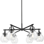 Newton Sphere Arched Chandelier - Matte Black / Clear
