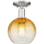 Brookhaven Globe Semi Flush Ceiling Light - Brushed Satin Nickel / Brookhaven Amber
