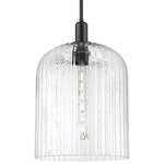 Bridal Veil Stem Hung Pendant - Matte Black / Clear