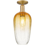 Brookhaven Flute Semi Flush Ceiling Light - Brushed Brass / Brookhaven Amber
