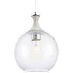 Astor Rope Pendant - Satin Nickel / White Rope / Clear
