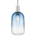 Brookhaven Cloche Stem Hung Pendant - Brushed Satin Nickel / Brookhaven Sapphire