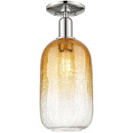 Brookhaven Cloche Semi Flush Ceiling Light - Polished Nickel / Brookhaven Amber