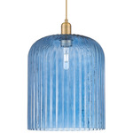 Bridal Veil 716 Pendant - Brushed Brass / Blue