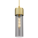 Bolivar Cord Pendant - Brushed Brass / Light Smoke