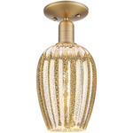 Preston Flute Semi Flush Ceiling Light - Brushed Brass / Mercury