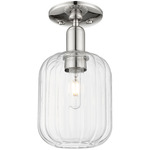 Preston Jar Semi Flush Ceiling Light - Polished Nickel / Clear