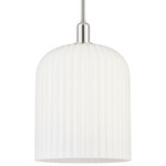 Bridal Veil Stem Hung Pendant - Polished Nickel / Gloss White