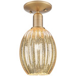 Preston Bulb Semi Flush Ceiling Light - Brushed Brass / Mercury