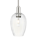 Preston Flute Stem Hung Pendant - Polished Nickel / Clear
