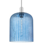 Bridal Veil Stem Hung Pendant - Brushed Satin Nickel / Princess Blue