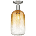 Brookhaven Cloche Semi Flush Ceiling Light - Brushed Satin Nickel / Brookhaven Amber