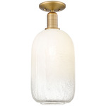 Brookhaven Cloche Semi Flush Ceiling Light - Brushed Brass / Brookhaven Opal