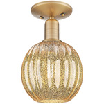 Preston Globe Semi Flush Ceiling Light - Brushed Brass / Mercury