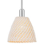 Bristol Natural Stem Pendant - Brushed Satin Nickel / Natural White Fiber