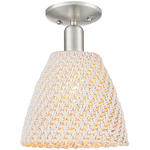 Bristol Natural Semi Flush Ceiling Light - Brushed Satin Nickel / Natural White Fiber
