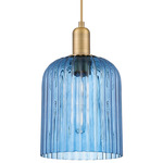 Bridal Veil 716 Pendant - Brushed Brass / Blue