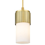 Bolivar Cord Pendant - Brushed Brass / White