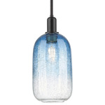 Brookhaven Cloche Stem Hung Pendant - Matte Black / Brookhaven Sapphire