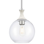 Astor Rope Stem Pendant - Satin Nickel / White Rope / Clear