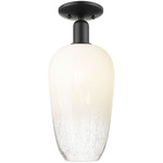 Brookhaven Flute Semi Flush Ceiling Light - Matte Black / Brookhaven Opal