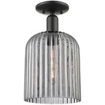 Bridal Veil Semi Flush Ceiling Light - Matte Black / Light Smoke