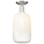 Brookhaven Cloche Semi Flush Ceiling Light - Brushed Satin Nickel / Brookhaven Opal