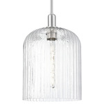 Bridal Veil Stem Hung Pendant - Brushed Satin Nickel / Clear