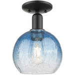 Brookhaven Globe Semi Flush Ceiling Light - Matte Black / Brookhaven Sapphire