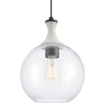 Astor Rope Pendant - Matte Black / White Rope / Clear