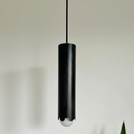 Scallop Tube Pendant - Leather Black