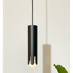 Crown Tube Pendant - Leather Black