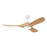 Mylo LED Ceiling Fan - Matte White / White Maple Blades / Satin Etched