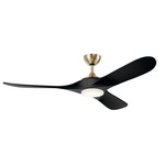 Mylo LED Ceiling Fan - Champagne Bronze / Jet Black Blades / Satin Etched