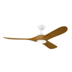 Mylo LED Ceiling Fan - Matte White / White Maple Blades / Satin Etched