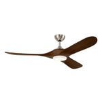Mylo LED Ceiling Fan - Painted Brushed Nickel / Natural Walnut / Satin Etched