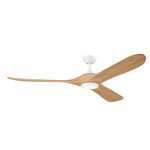 Mylo LED Ceiling Fan - Matte White / White Maple Blades / Satin Etched