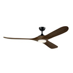 Mylo LED Ceiling Fan - Satin Black / Aged Walnut Blades / Satin Etched