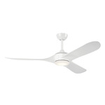 Mylo LED Outdoor Weather Plus Ceiling Fan - White / Satin Etched