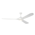 Mylo LED Outdoor Weather Plus Ceiling Fan - White / Satin Etched