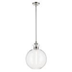Laria Globe Pendant - Polished Nickel / Clear